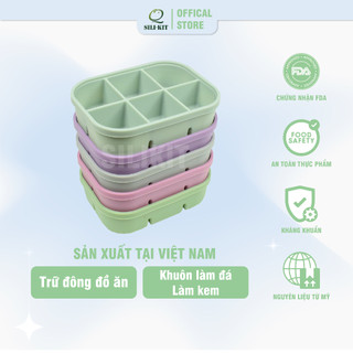 Khay silicon SILIKIT 6 ngăn cao cấp có nắp, trữ đông đồ ăn dặm, an toàn, dùng được trong lò vi sóng