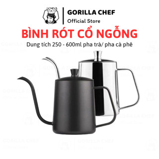 Bình cổ ngỗng inox GORILLA CHEF ấm pha cà phê với dòng nước đều và nhẹ nhàng 250-600ml