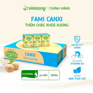 Thùng sữa đậu nành Fami Canxi có đường (36 hộp x 200ml)