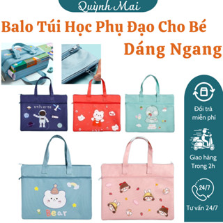 Balo Túi Học Phụ Đạo Cho Bé Dáng Ngang - Họa Tiết Hoạt Hình Dễ Thương