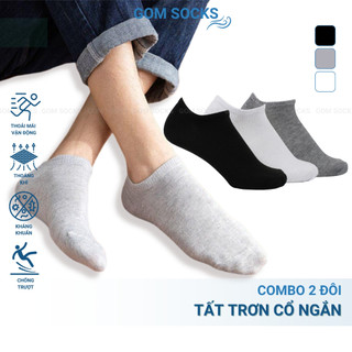 Combo 2 đôi tất vớ nam nữ cổ ngắn trơn màu GOMSOCKS, chất liệu cotton co giãn, thoáng khí chuẩn xuất Nhật - VOTRON-VNXK
