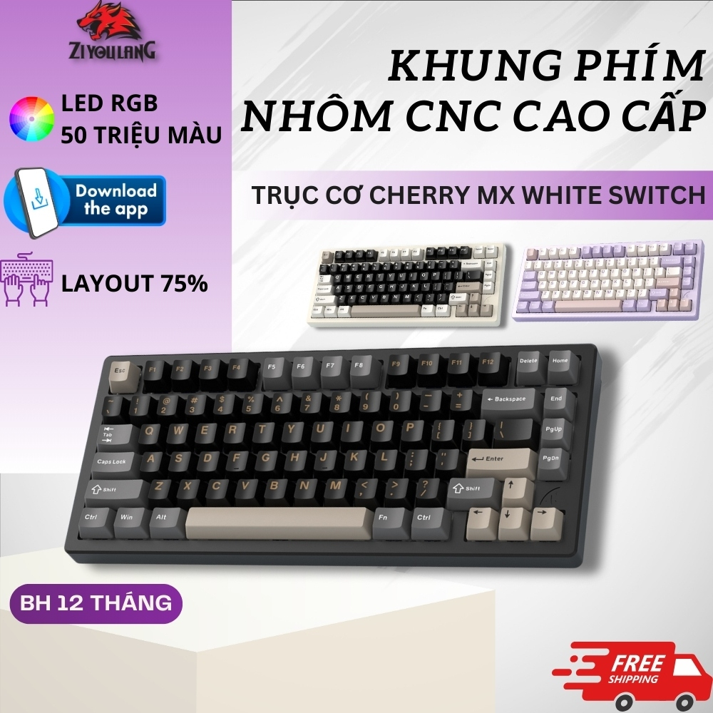 Bàn Phím Cơ Không Dây X75 Pro Led RGB Khung Nhôm CNC Cao Cấp, 3 Mode Kết Nối Trục Hotswap 5 Pin | BigBuy360 - bigbuy360.vn