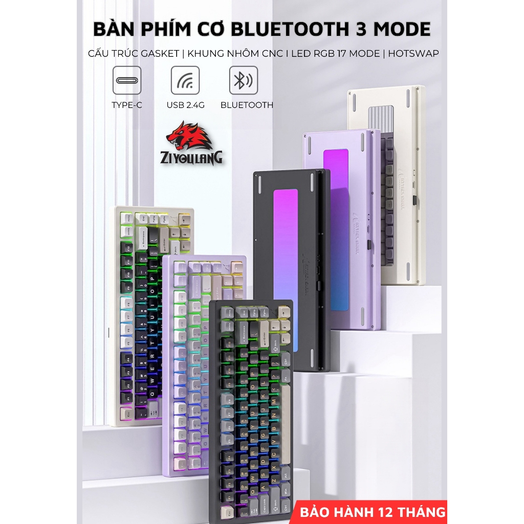 Bàn Phím Cơ Không Dây X75 Pro Led RGB Khung Nhôm CNC Cao Cấp, 3 Mode Kết Nối Trục Hotswap 5 Pin | BigBuy360 - bigbuy360.vn