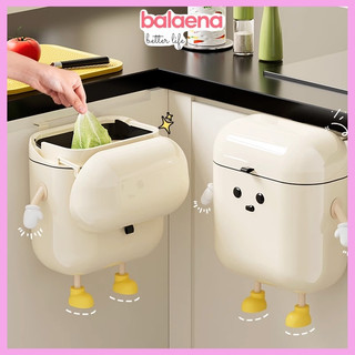 Thùng rác treo tủ bếp đáng yêu, thùng rác 7L, 9L treo nhà tắm tiện lợi chống nắp lật thông minh
