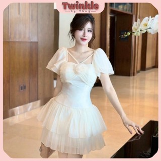 Váy Thiết Kế Cổ Vuông Phối Dây Chân Váy Tầng Tơ Bồng Bềnh Twinkle By Thùy