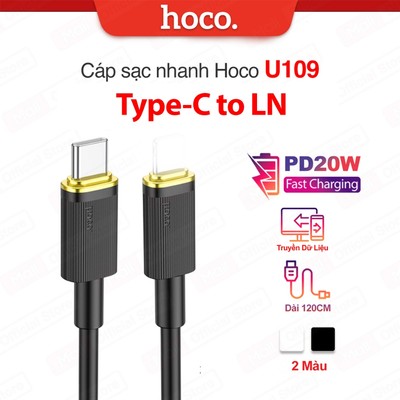 Cáp sạc nhanh Typec to IP PD20W 3.0A Hoco U109 dùng cho ip11/12/13/14 dài 1.2M
