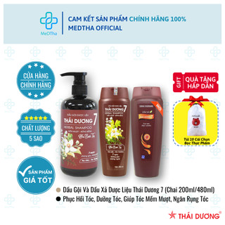Dầu Gội và Dầu Xả Dược Liệu Thái Dương 7 - Giảm Rụng Tóc, Dưỡng Tóc (Chai 200ml/480ml/600ml/1100ml)