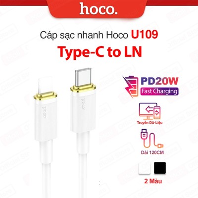 Dây cáp sạc nhanh PD20W Hoco U109 Type-C dùng cho ip11/12/13/14 cao cấp an toàn dài 120cm