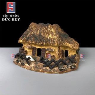 Mô hình gốm nhà tranh mái lá trang trí hòn non bộ chậu cây bonsai