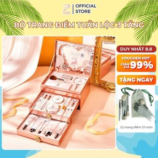 Bộ trang điểm đầy đủ TUẦN LỘC 3 TẦNG cao cấp KÈM TÚI ĐỰNG thiệp 3D set makeupquà tặng ý nghĩa phù hợp mọi loại da Zentop
