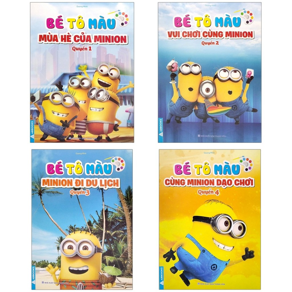 Sách - Bé tô màu - Chủ dề: Mùa hè của Minion, Vui chơi cùng Minion, Minion đi du lịch, Cùng Minion dạo chơi