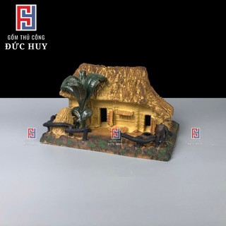 Mô hình gốm nhà rơm cây chuối trang trí hòn non bộ chậu cây bonsai
