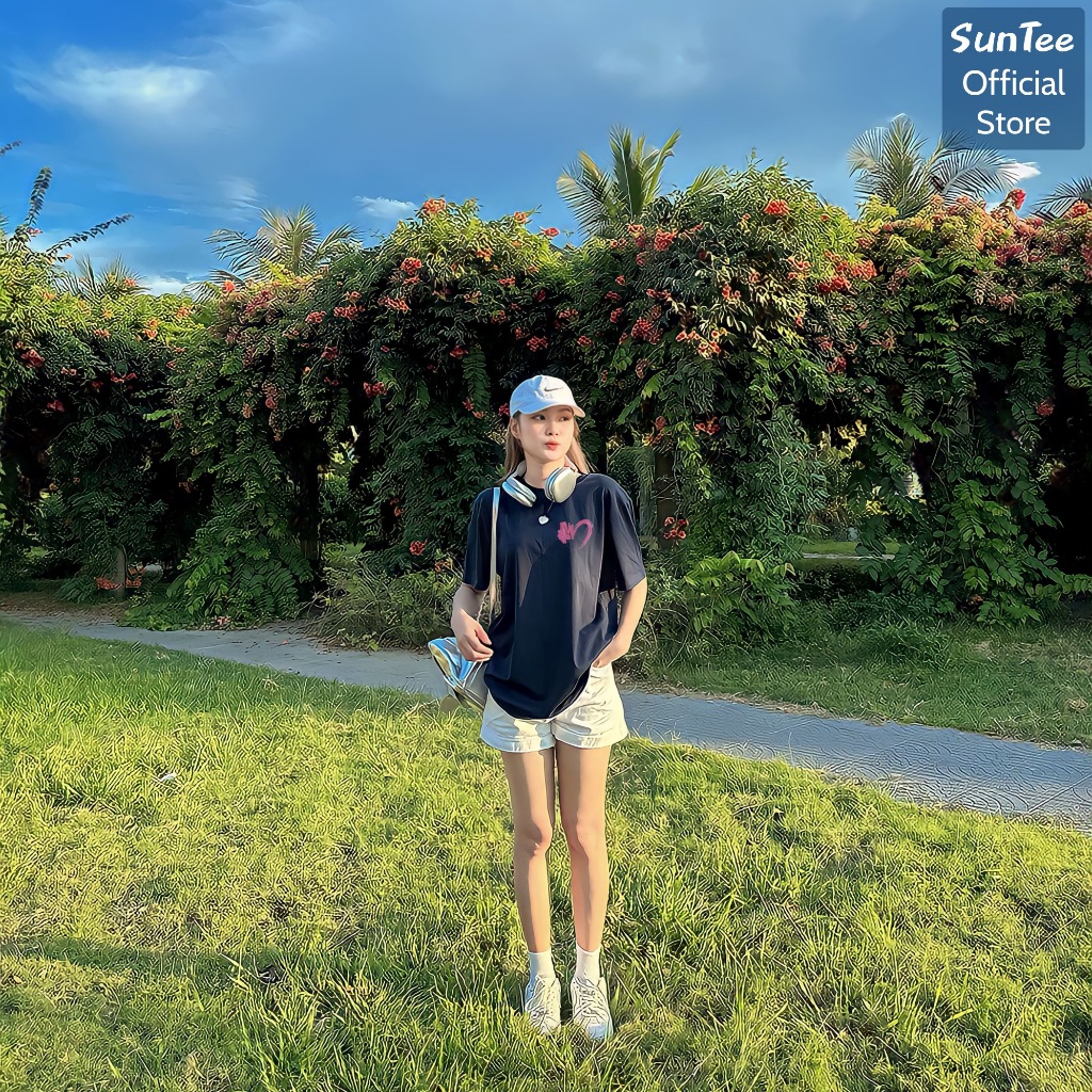 Áo thun nữ form rộng SUNTEE STFR005 phong cách basic in hình 05 vải cotton 250GSM thoáng mát | BigBuy360 - bigbuy360.vn