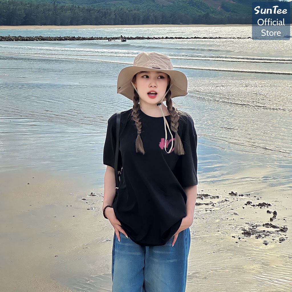 Áo thun nữ form rộng SUNTEE STFR005 phong cách basic in hình 05 vải cotton 250GSM thoáng mát | BigBuy360 - bigbuy360.vn