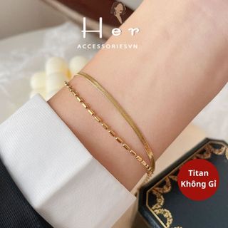 Vòng tay titan không gỉ basic, Lắc tay nữ sợi mảnh 2 dây phong cách Hàn Quốc [ KHÔNG ĐEN GỈ ] Her Accessories TT2