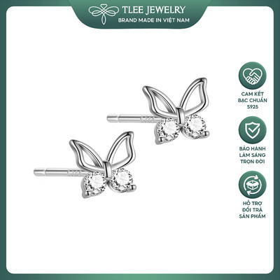 Khuyên tai bạc nữ TLEE hồ điệp đá nhỏ xinh xắn TLEE JEWELRY B0375