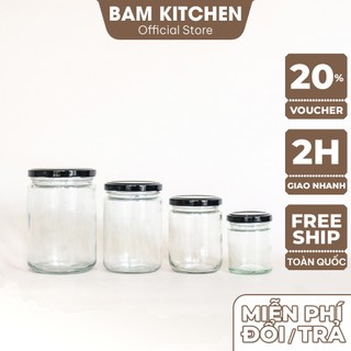 Hủ thủ tinh tròn Bam KITCHEN nắp nhôm giúp bảo quản gia vị và thực phẩm tốt cao cấp HT03F