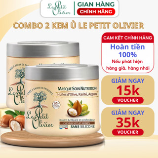 Combo 2 kem ủ tóc không silicon giúp giảm rụng, phục hồi hư tổn và làm mềm mượt tóc Le Petit Olivier