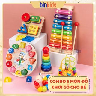 Combo Đồ Chơi Gỗ Thông Minh 2 - 6 món cho bé Đồ Chơi Gỗ Phát Triển Trí Tuệ Cho Bé 1 2 3 4 Tuổi