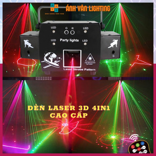 Đèn Laser 3D Cảm Biến Nháy Theo Nhạc 4IN1 Quét Tia, Vẽ Hình, Chớp Flash, Laser Hoa -Đèn Bay Phòng, Sân Khấu, KTV Cao Cấp