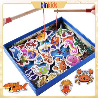 Đồ chơi câu bằng gỗ giúp bé phát triển trí tuệ - bộ câu cá sinh vật biển nam châm