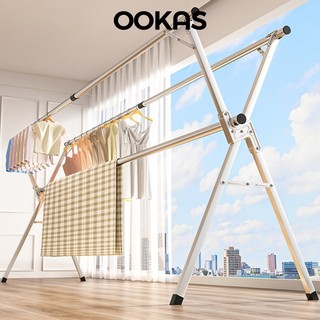 OOKAS Sào phơi đồ inox áo Gấp gọn Cây treo quần áo Giá treo đồ Cao cấp Cây phơi đồxe treo quần áo cho cả gia đình