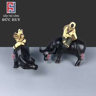 Tượng gốm cậu bé chăn trâu trang trí hòn non bộ chậu cây bonsai