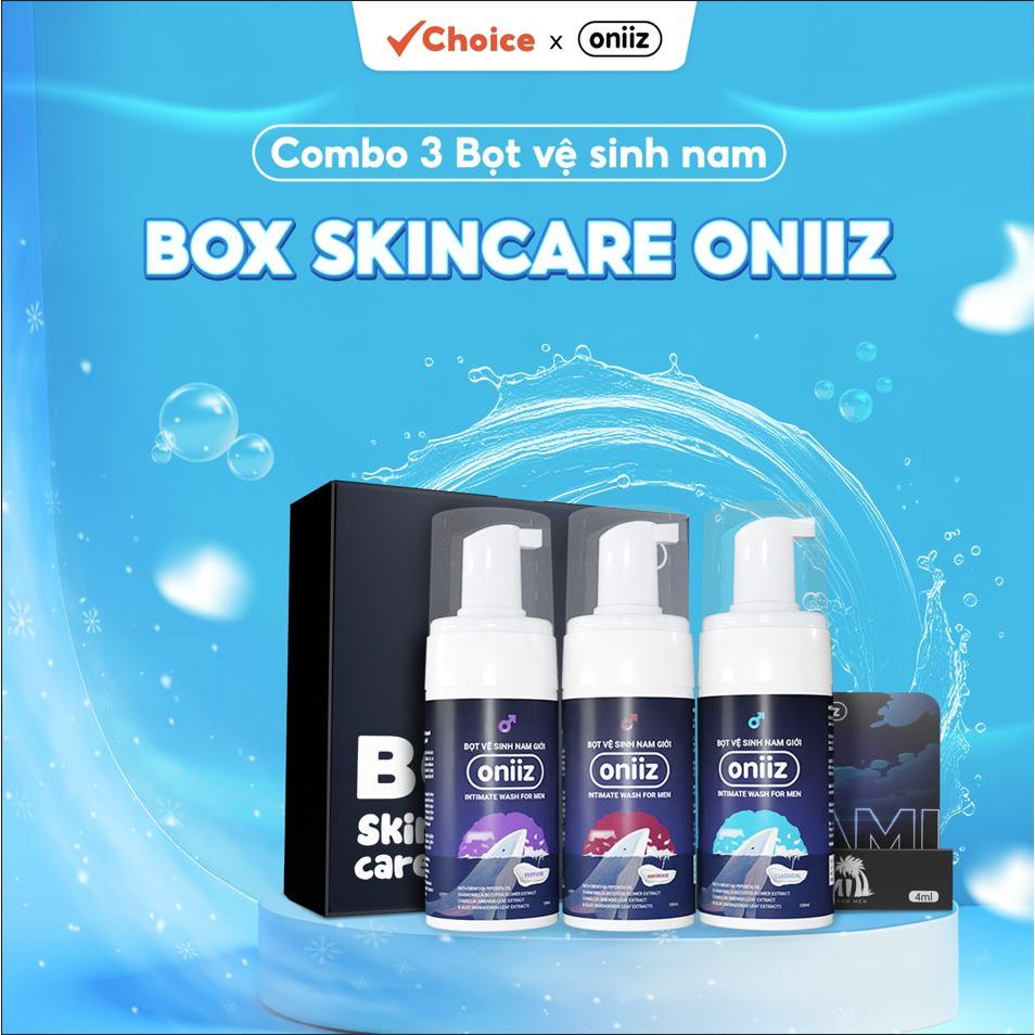 [Choice] Box Skincare Oniiz ES-114.5 Combo 3 Bọt vệ sinh nam, dung dịch vệ sinh nam tạo bọt mịn