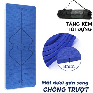  Thảm tập yoga chống trượt Thames có định tuyến tập gym thể dục tại nhà cao su non TPE 8mm - Hàng Đúc 1 Lớp 