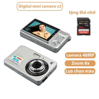 Máy chụp ảnh kỹ thuật số mini camera V2, Máy ảnh kỹ thuật số màn hình 2.7inch, Độ phân giảI 48MP, Zoom 8x