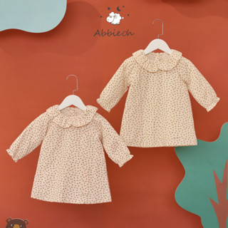 Váy hoa nhí liền dài tay ABBIEOH cho bé gái thô cotton phong cách vintage đáng yêu 0-3 tuổi VL659