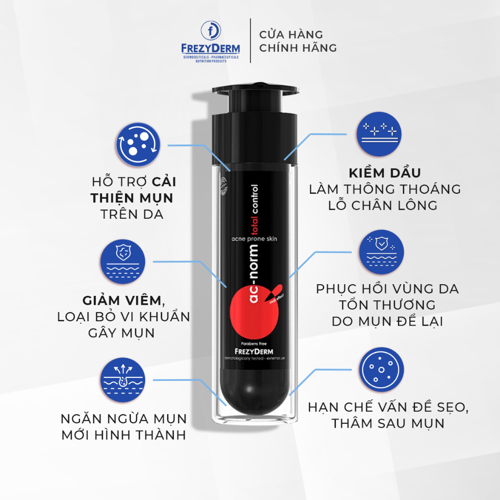 Kem hỗ trợ giảm mụn Frezyderm Ac-Norm Total Control Cream hạn chế thâm sẹo 50ml