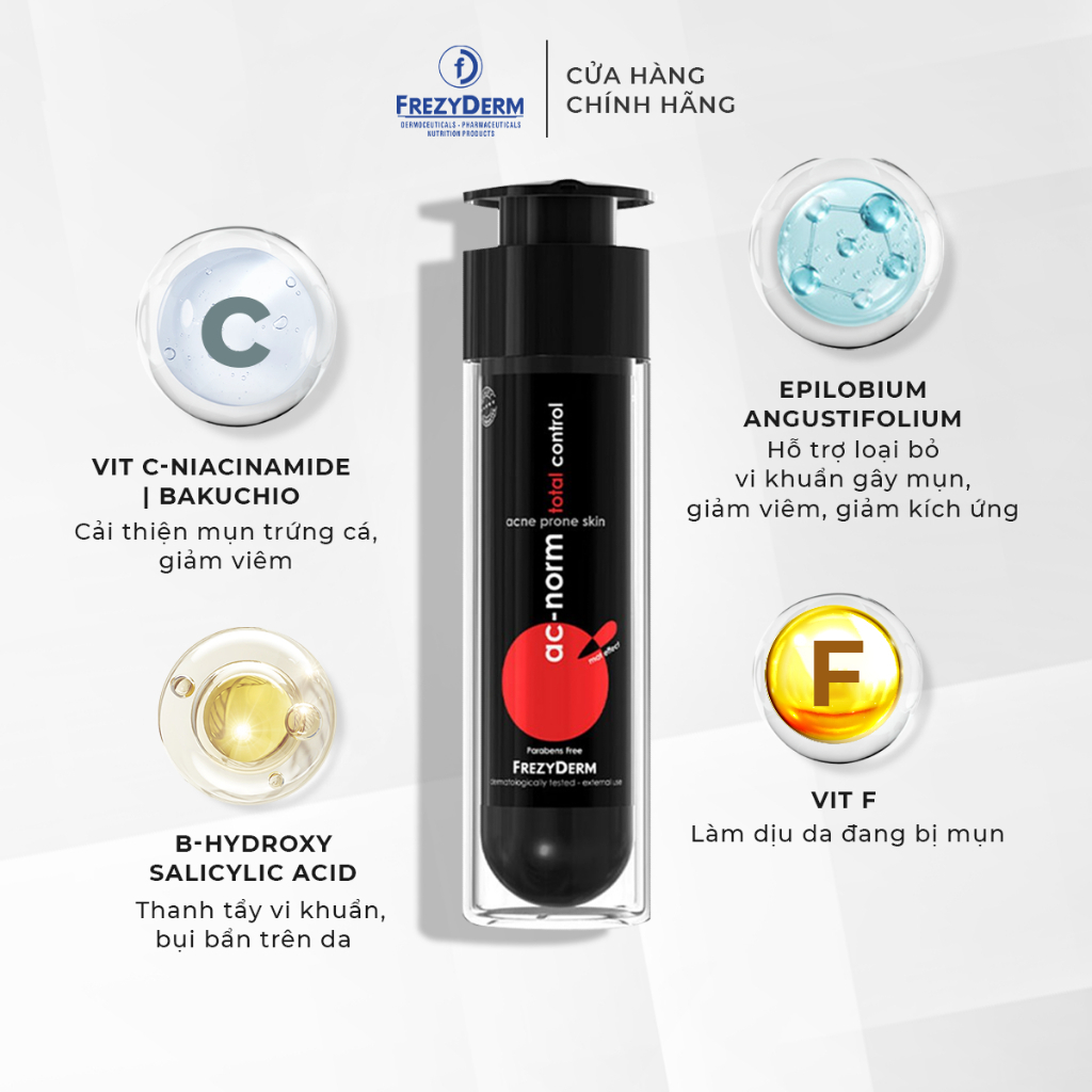 Kem hỗ trợ giảm mụn Frezyderm Ac-Norm Total Control Cream hạn chế thâm sẹo 50ml