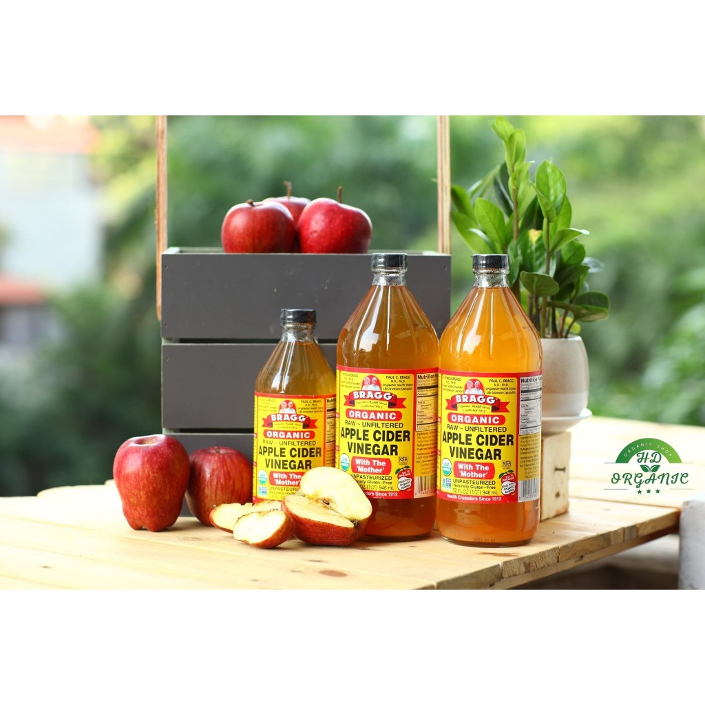 Giấm táo hữu cơ Bragg 473ml, 946ml (giảm cân, detox và nhiều công dụng thần kỳ)