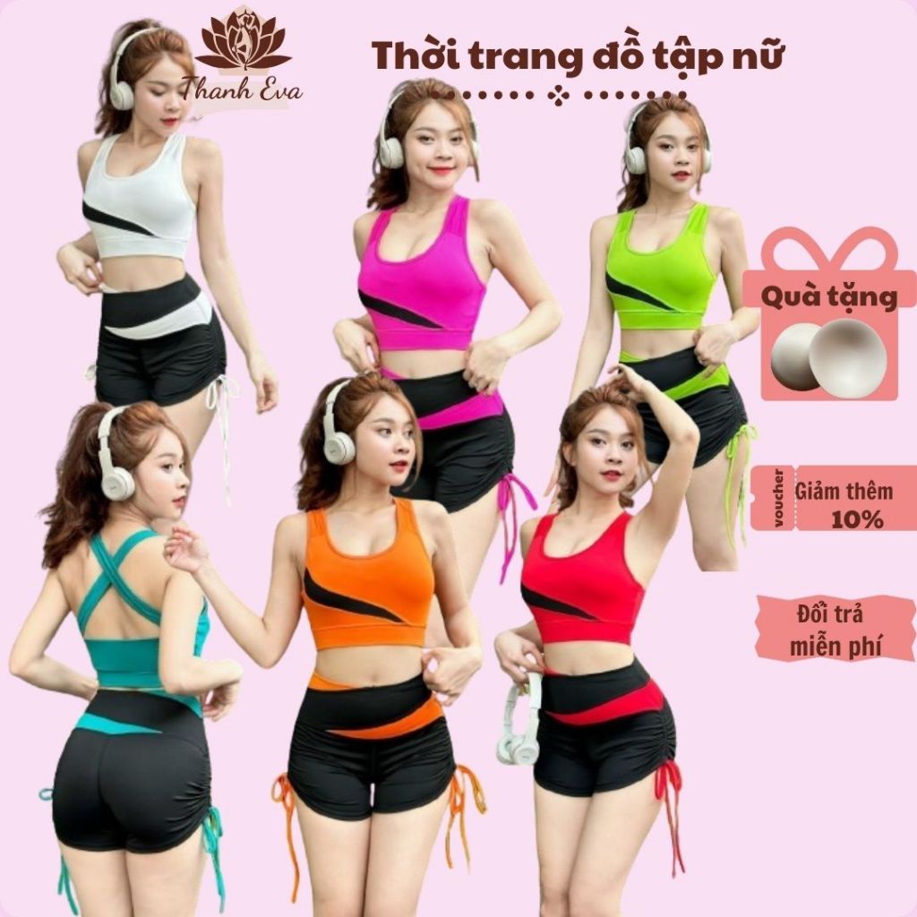 Bộ đùi thể thao phối màu tập gym, yoga, tập aerobic, đi biển đi bơi HT sport co giãn thoải mái