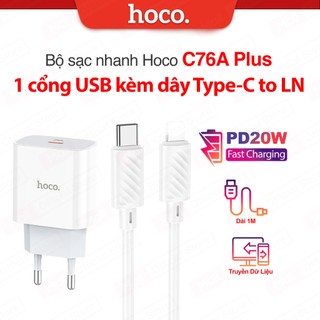 Bộ Sạc Nhanh Siêu Tốc C76A.plus- PD 20W đầu vào TypeC dùng cho ip11/12/13/14 chân tròn, 1m