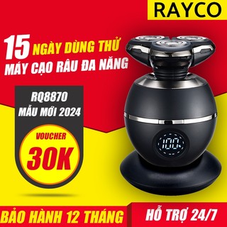 Máy cạo râu đa năng 3 lưỡi kép Rayco RQ-8870, cạo râu sát êm, tỉa lông mũi sạc pin
