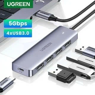 Bộ chia USB Type C to USB A Ugreen 70336 CM219 (USB C to 4 USB A 5Gbps,cổng trợ nguồn 5V USB C)