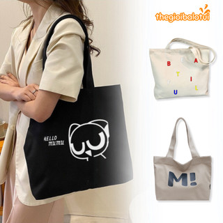 Túi tote vải đi học có khóa kéo, túi vải canvas đựng đồ laptop sách vở đi làm đi chơi tote bag giá rẻ
