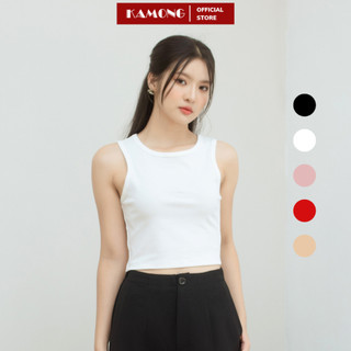 Áo ba lỗ croptop nữ KAMONG dáng áo 3 lỗ ôm chất liệu thun cotton 100% co dãn mạnh.