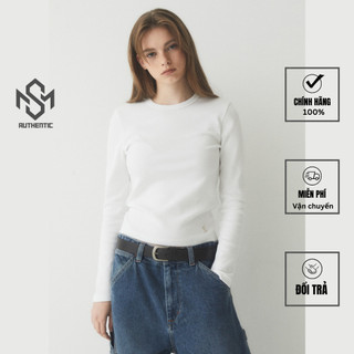 Áo thun dài tay Ribbed Long Sleeve T-shirt WHOAU chính hãng, áo thun ngắn tay WHO.A.U Hàn Quốc WHLAE3821F M&S Authentic
