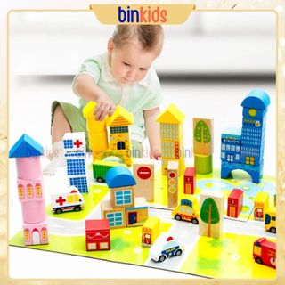 Đồ chơi lắp ráp - đồ chơi xếp hình thành phố thông minh bằng gỗ cho bé