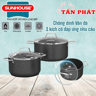 Bộ nồi chống dính đáy từ Sunhouse - SHG7878MB dùng trên mọi loại bếp - hàng chính hãng 100%