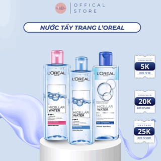 Nước Tẩy Trang L'oreal Dành Cho Da Dầu, Da Nhạy Cảm, Làm Sạch Trang Điểm 400ml Sản Phẩm Chính Hãng