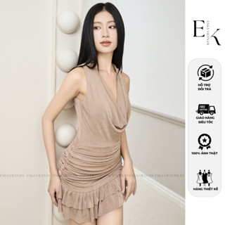 Đầm body cổ đổ WENDY thun ánh nhũ cao cấp 2 lớp dày dặn, quyến rũ ENKA VIETNAM