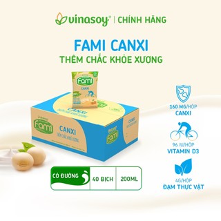 Thùng sữa đậu nành Fami Canxi có đường (40 bịch x 200ml)