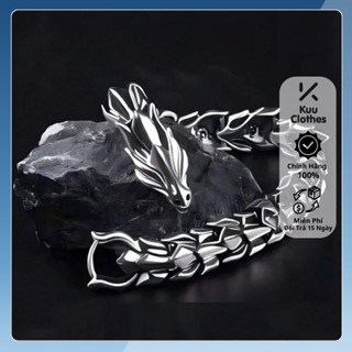 Vòng tay nam bạc titan không gỉ vòng tay Rồng KuuClothes họa tiết rồng bay cổ điển thời trang cá tính - Vòng tay Dragon