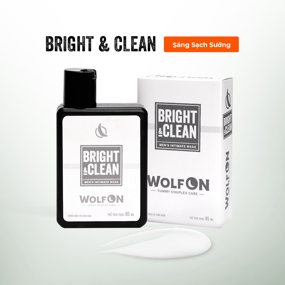 Dung Dịch Vệ Sinh Nam Giới Wolf ON Bright & Clean Dưỡng Sáng 1% Niacinamide Khử Mùi Tốt Sạch Thơm Nam Tính 95ml