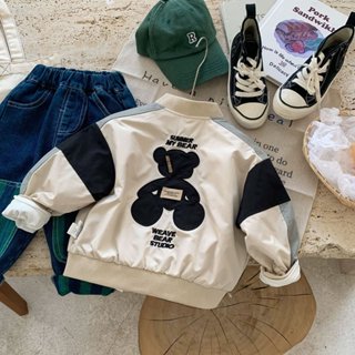 Áo khoác gió sau lưng in hình gấu cho bé size 10-28kg,quần áo trẻ em