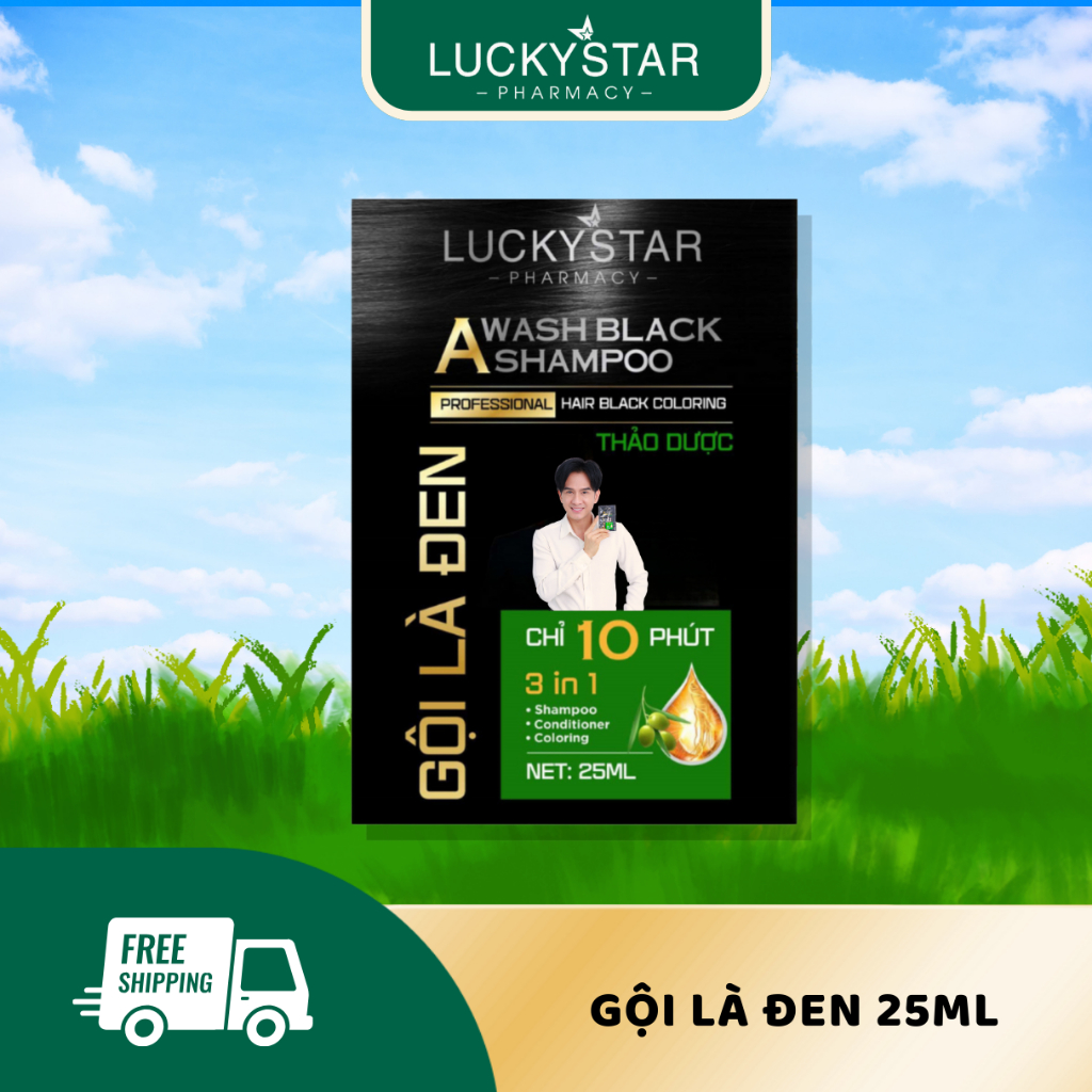 Gội Là Đen Phủ Bạc Thảo Dược Cao Cấp Lucky Star 25Ml